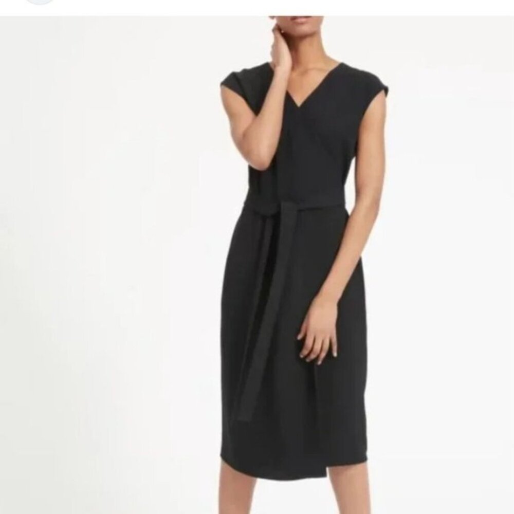 Everlane Japanese GoWeave Short-Sleeve Wrap Dress - Black - Size 8